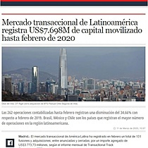 Mercado transaccional de Latinoamrica registra US$7.698M de capital movilizado hasta febrero de 2020